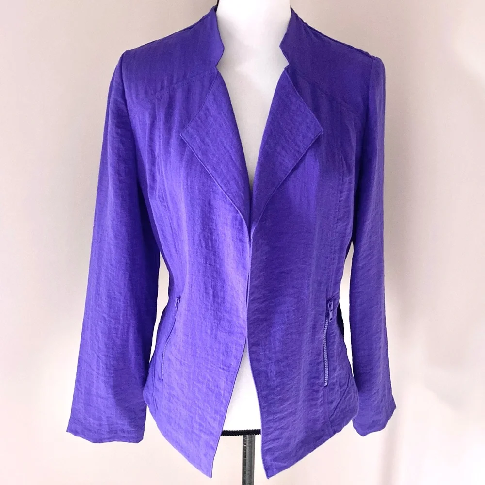 Chico’s Purple Open Front Lightweight Jacket Size S